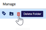 Flows page Delete Folder icon in the Manage column